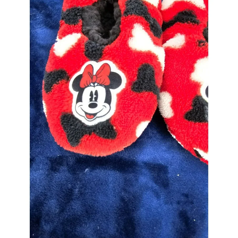 Minnie Mouse‎ Slippers Slipper Socks Toddler Fleece Girl Non Skid Disney 2T-3T